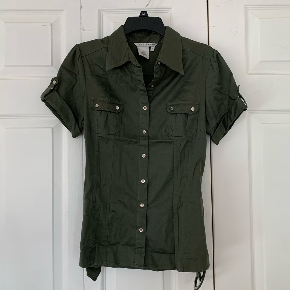 Fred David Stretch Green Top with Belt